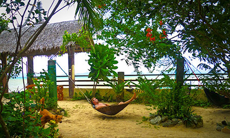 the exhausting tasks of resting in a hammock.