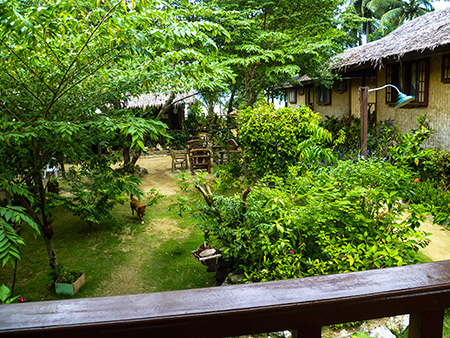 View from Fan Room 12 with balcony over main garden